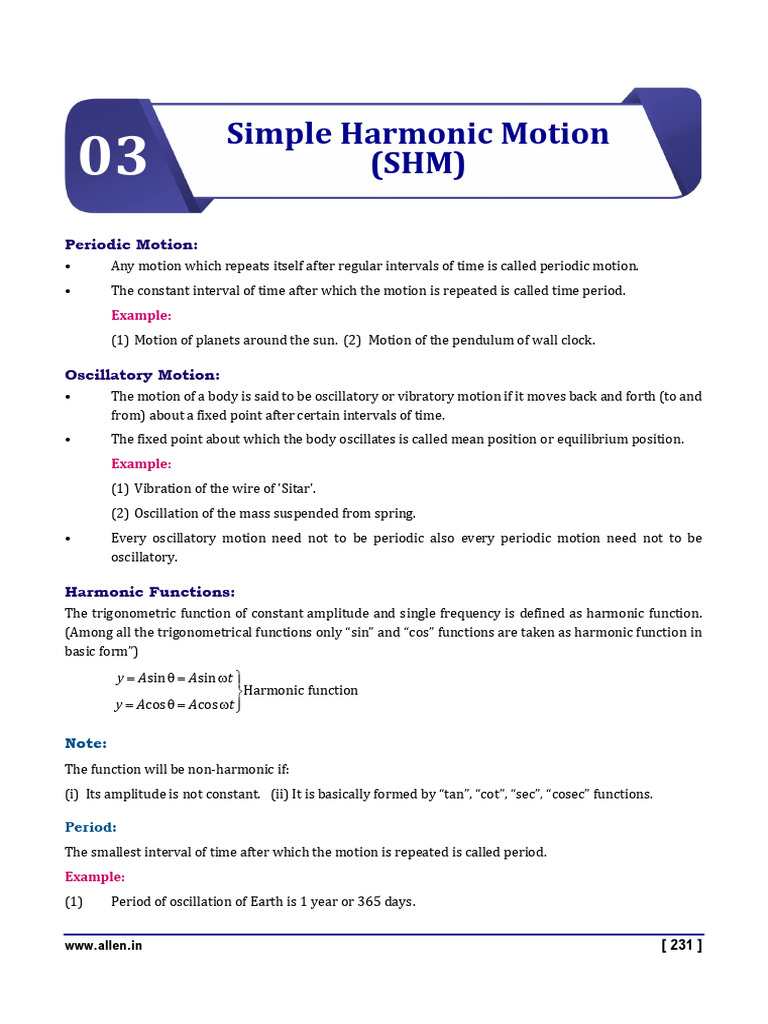 SHM - Theory | PDF | Oscillation | Mechanics