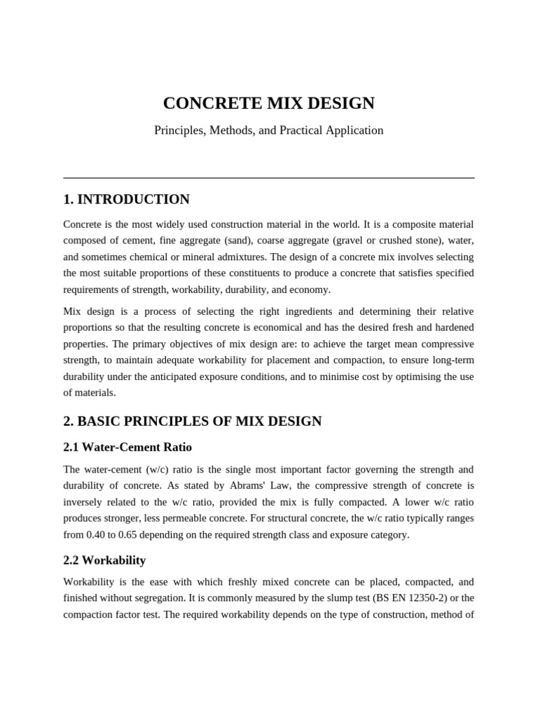 01_Concrete_Mix_Design | PDF | Concrete | Building Engineering