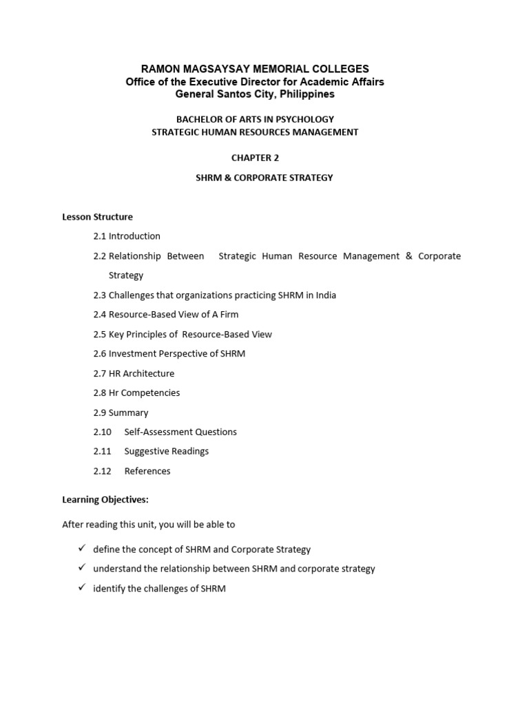 CHAPTER 2 -Strategic Human Resource Management | PDF | Human Resources ...