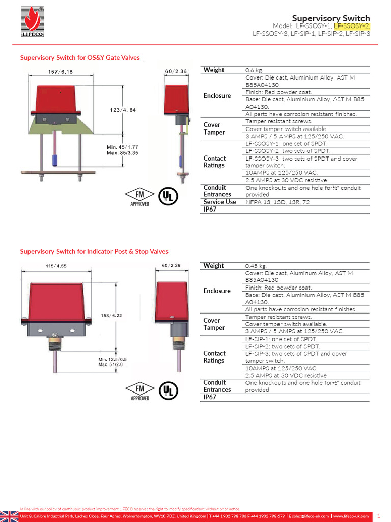 Supervisory Switch Datasheet | PDF | Building Materials | Mechanical ...