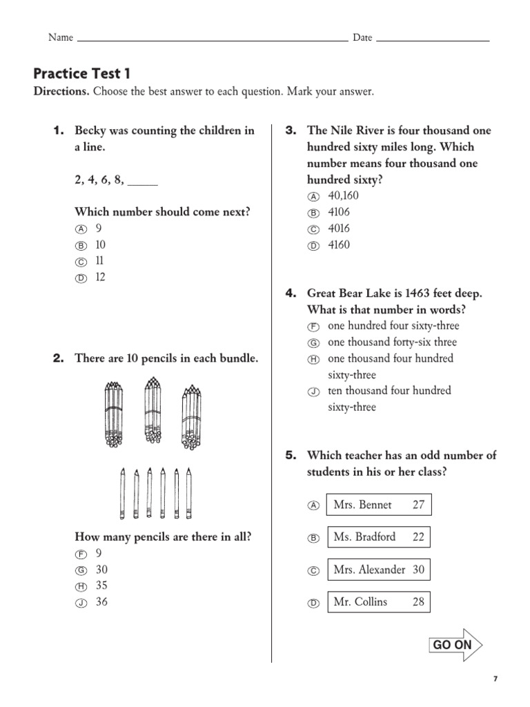 3rd Grade Math Standardized Test Practice | PDF