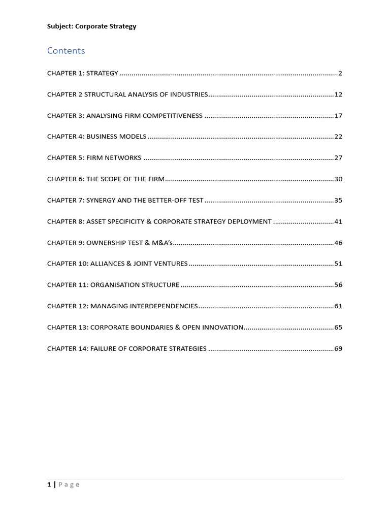 Corporate Strategy - Notes | PDF | Strategic Management | Business