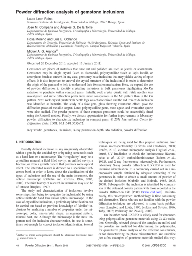 Powder Diffraction Analysis of Gemstone | PDF | Gemstone | Optics