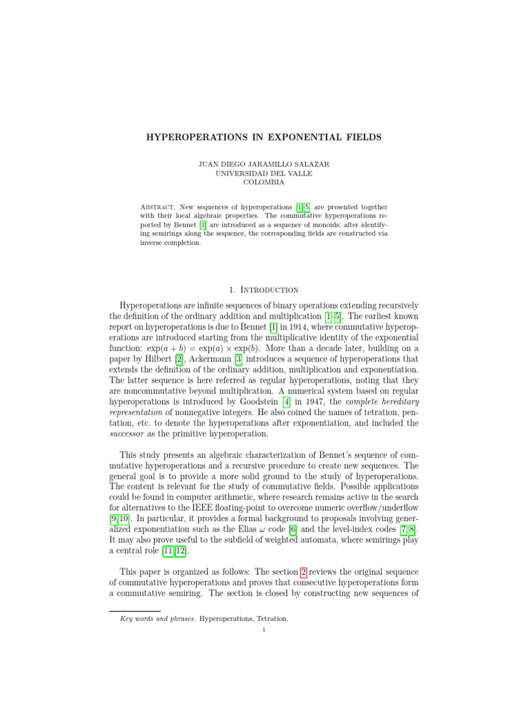 Hyperoperations in Exponential Fields | PDF | Function (Mathematics ...