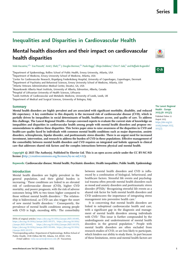 Mental Health Disorders and Their Impact on Cardiovascular Health ...