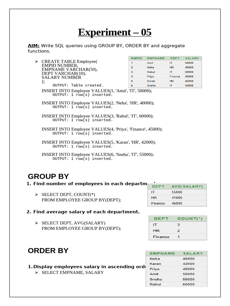 DBMS Experiment 05 | PDF