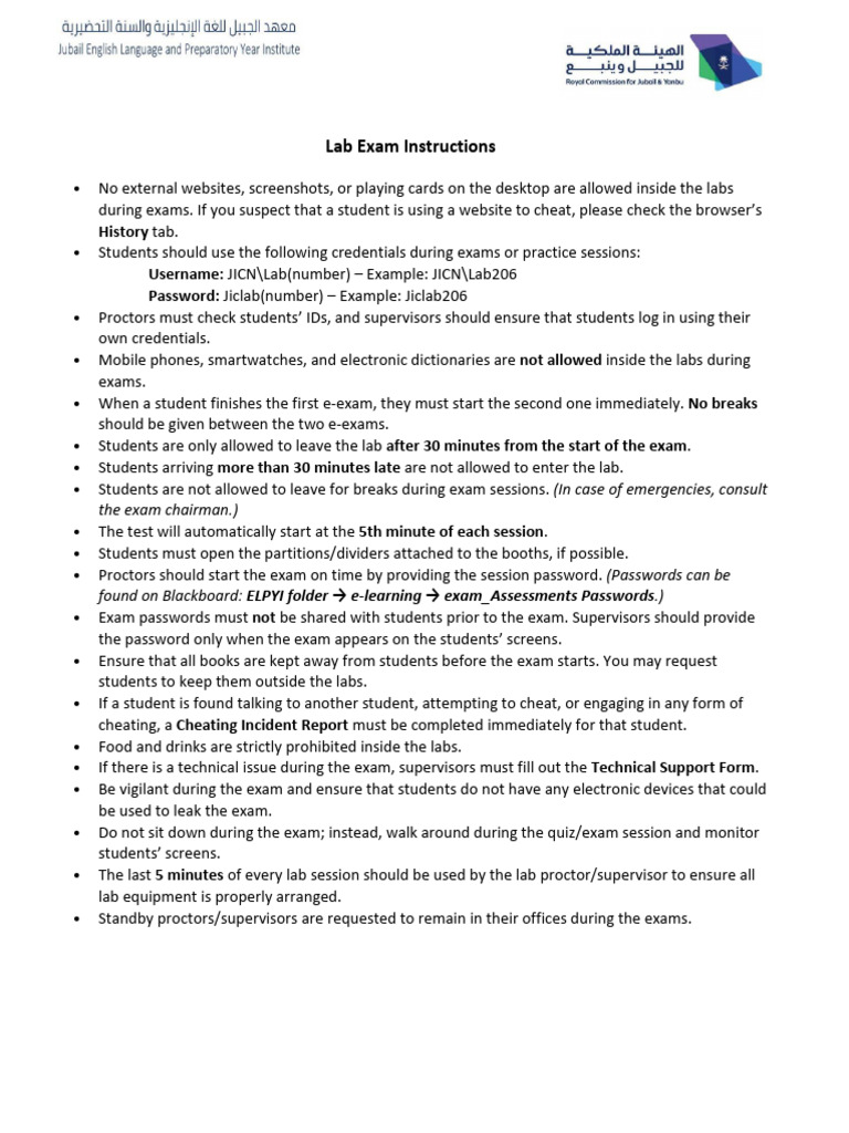 Lab Exam Instructions | PDF | Computing