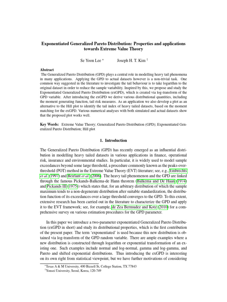 Exponentiated Generalized Pareto Distribution Properties and ...