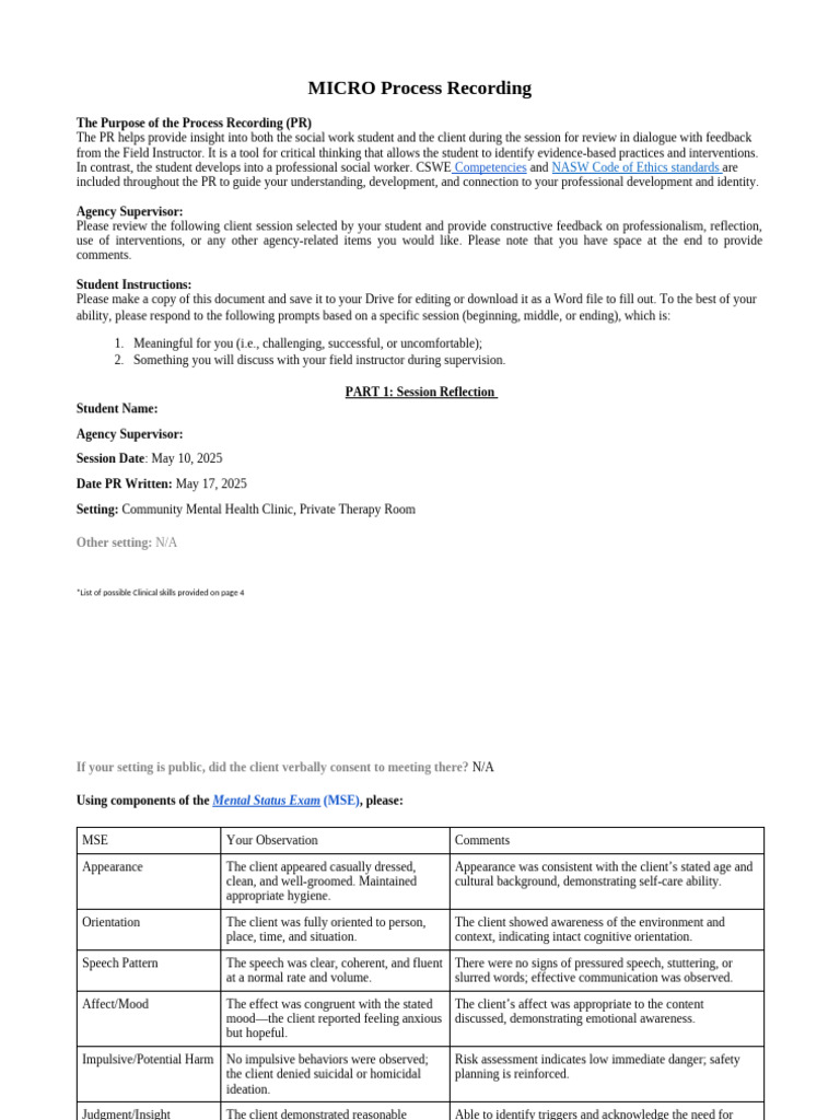 9450260 - Micro Process Recording | PDF | Cognitive Behavioral Therapy ...