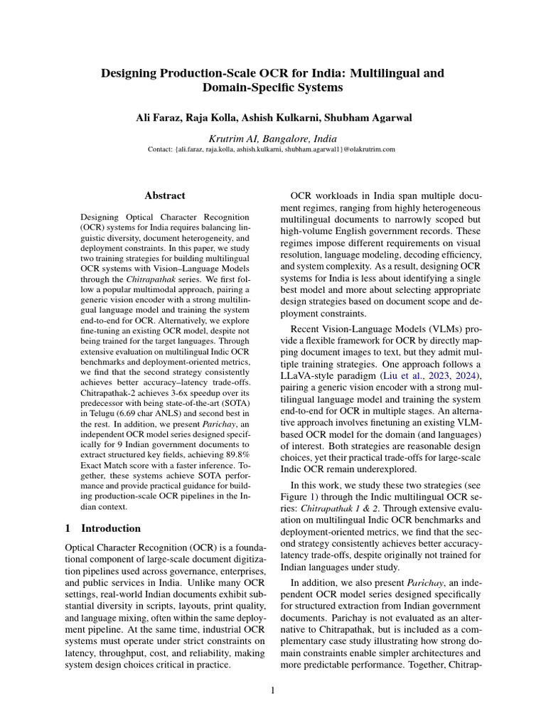 Designing Production-Scale OCR for India (2026) | PDF | Optical ...