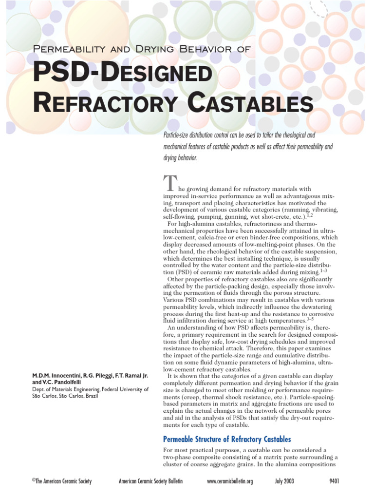 Permeability and Drying Behavior of PSD-Designed Refractory Castables ...