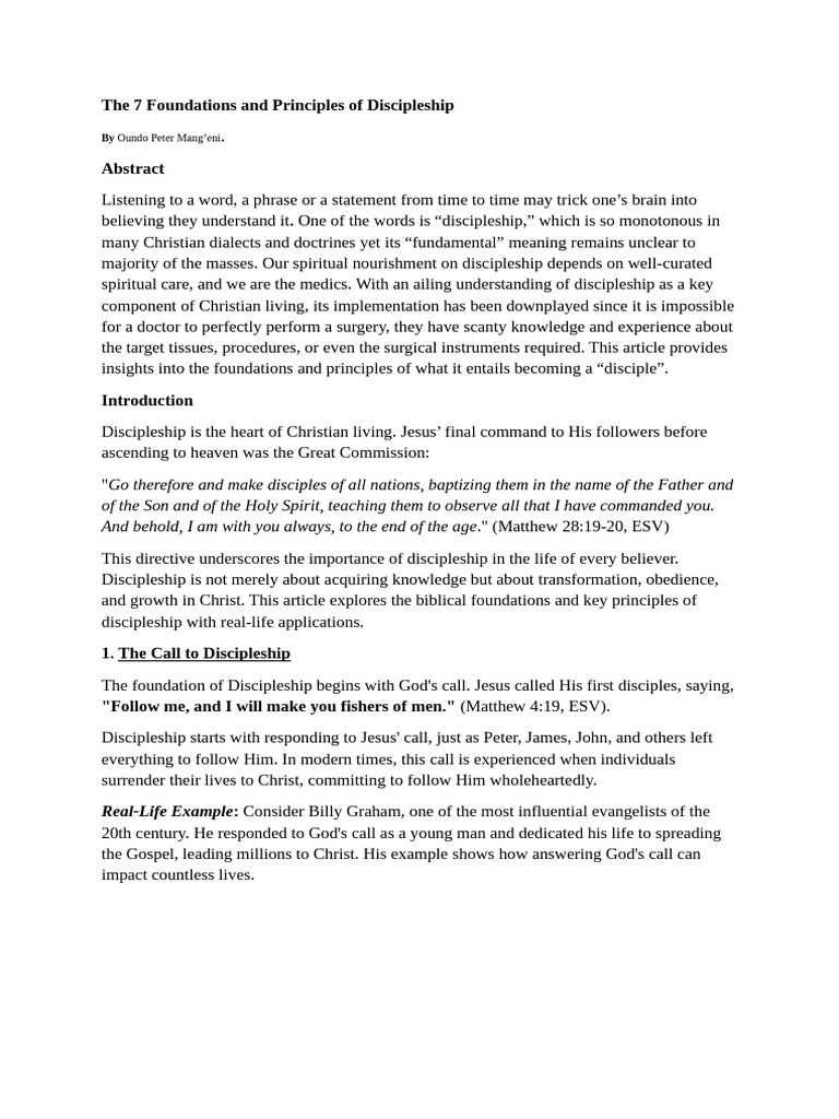 Foundation& Principles of Discipleship | PDF | Disciple (Christianity ...
