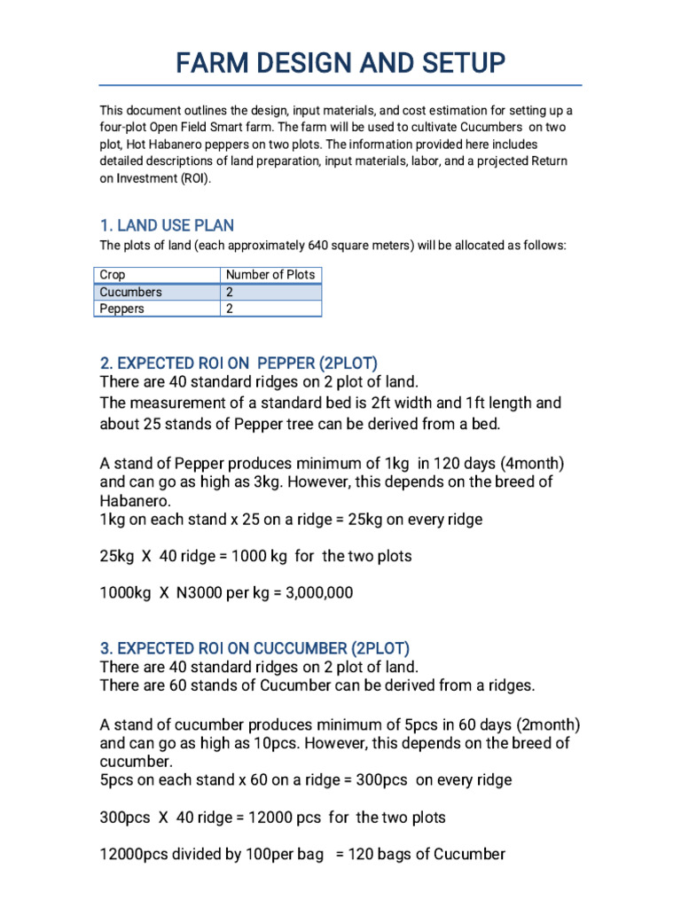 Farm Setup Detailed | PDF | Agriculture | Food Industry