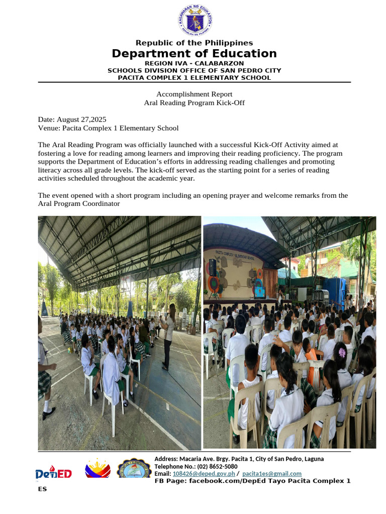 Aral Program Kick Off | PDF | Applied Linguistics | Reading (Process)