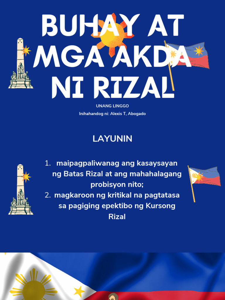 Unang Linggo Buhay at Mga Akda Ni Rizal | PDF