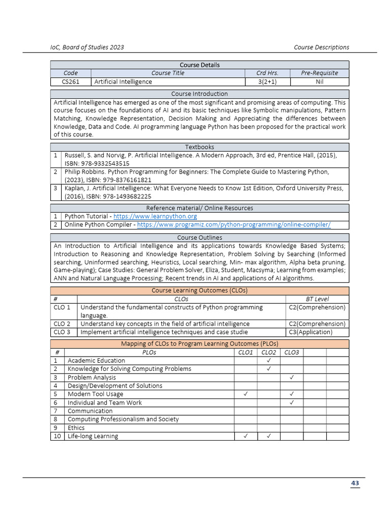 Artificial Intelligence 5th Semester | PDF | Artificial Intelligence ...