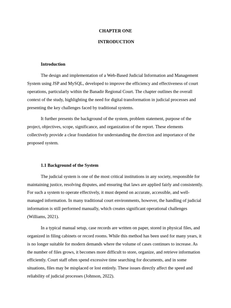 Judicial Information System CHAPTER ONE UPDATE ONE | PDF | Data ...