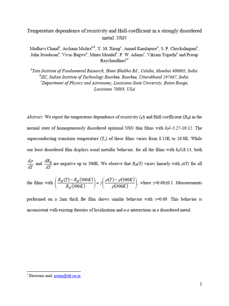 hall 0907.4735v1 | PDF | Superconductivity | Electrical Resistivity And ...