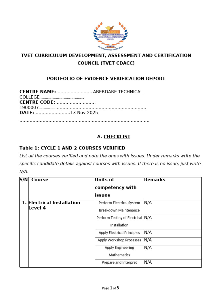 PoE Report Aberdare | PDF