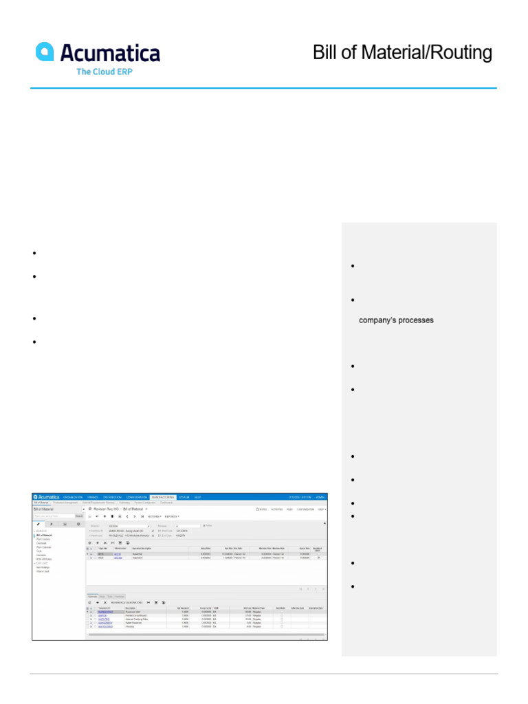Bill of Material BOM and Routing Management Datasheet | PDF | Software ...