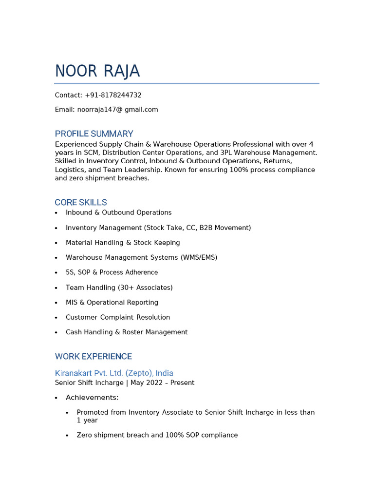 Noor Raja | PDF | Warehouse | Business