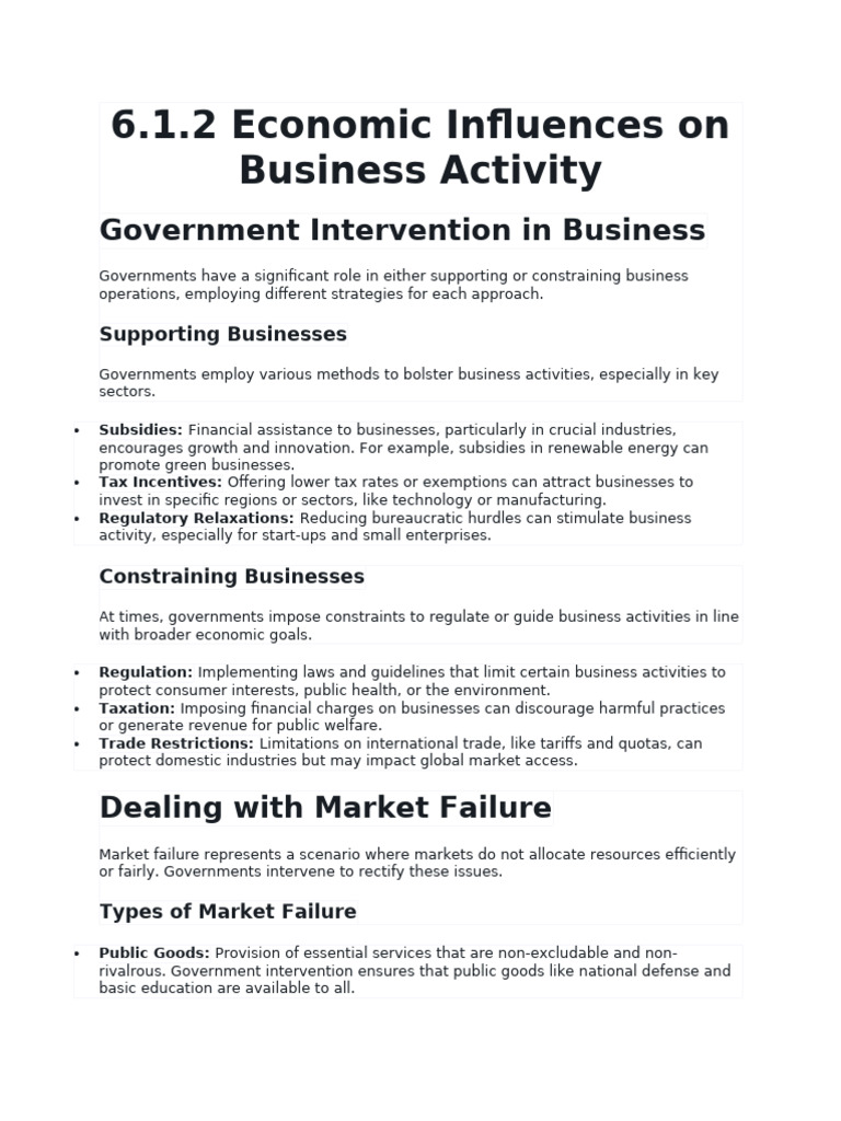 6.1.2 Economic Influences on Business Activity | PDF | Macroeconomics ...