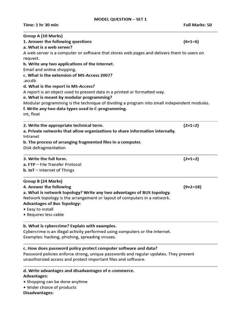 Model Question With Solution (2) | PDF | Computer Network | World Wide Web
