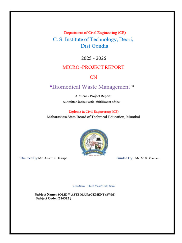 Ankit Micro Project SWM | PDF | Waste | Pollution