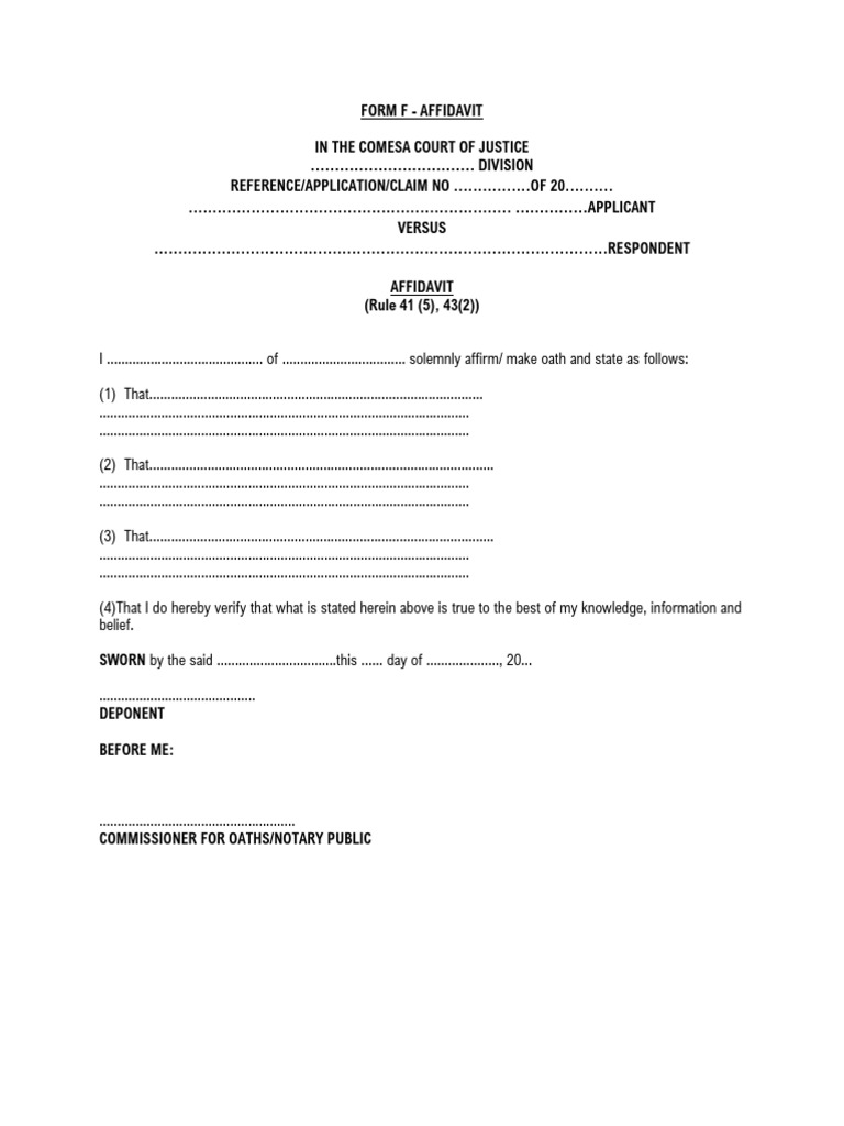 Form f Affidavit | PDF