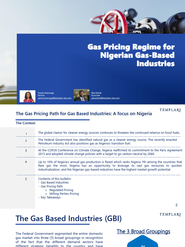 Gas Pricing Regime for the Nigerian Gas Based Industries v2 002 | PDF ...
