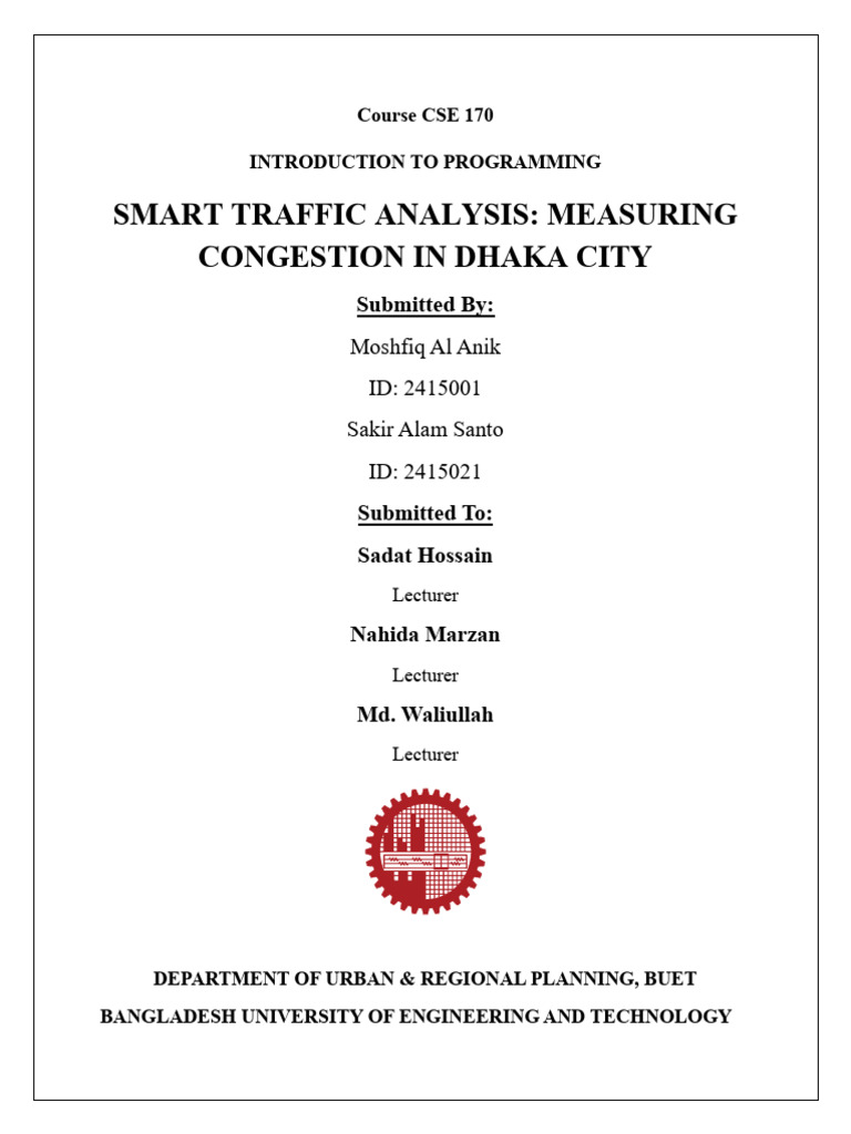 Report for Cse Group 3 | PDF | Traffic Congestion | Traffic