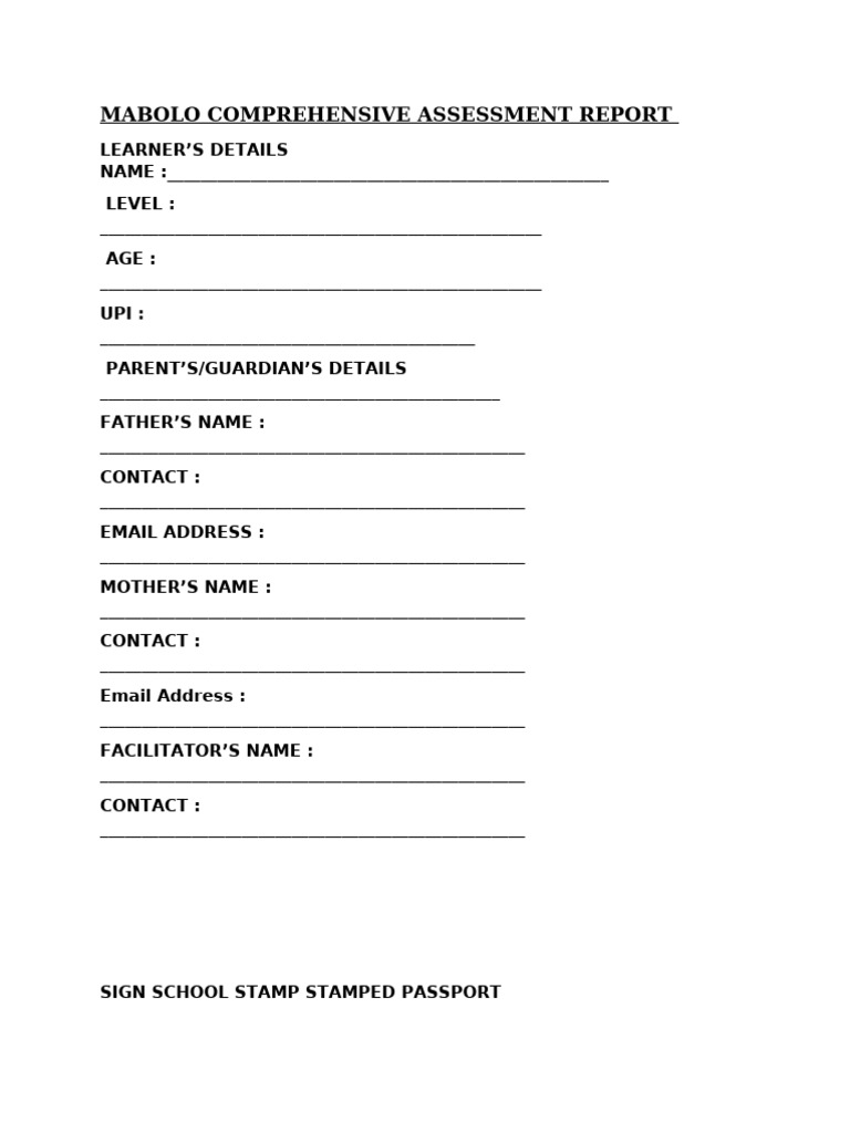 Mabolo Comprehensive Assessment Report | PDF