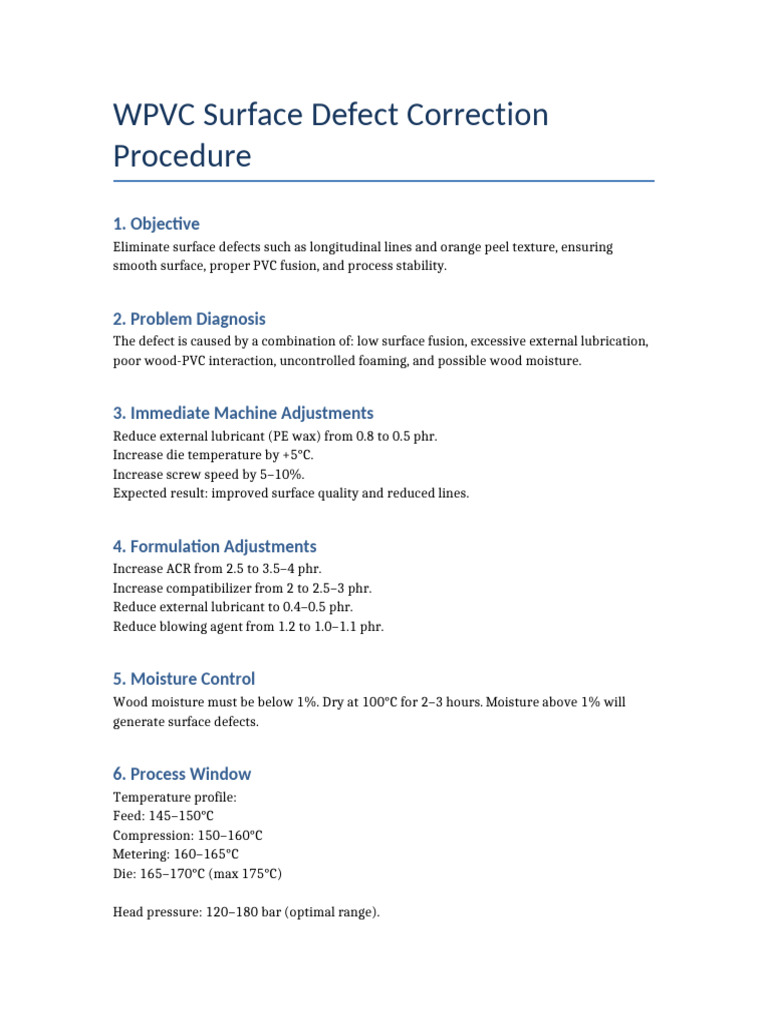 WPVC Surface Defect Correction | PDF