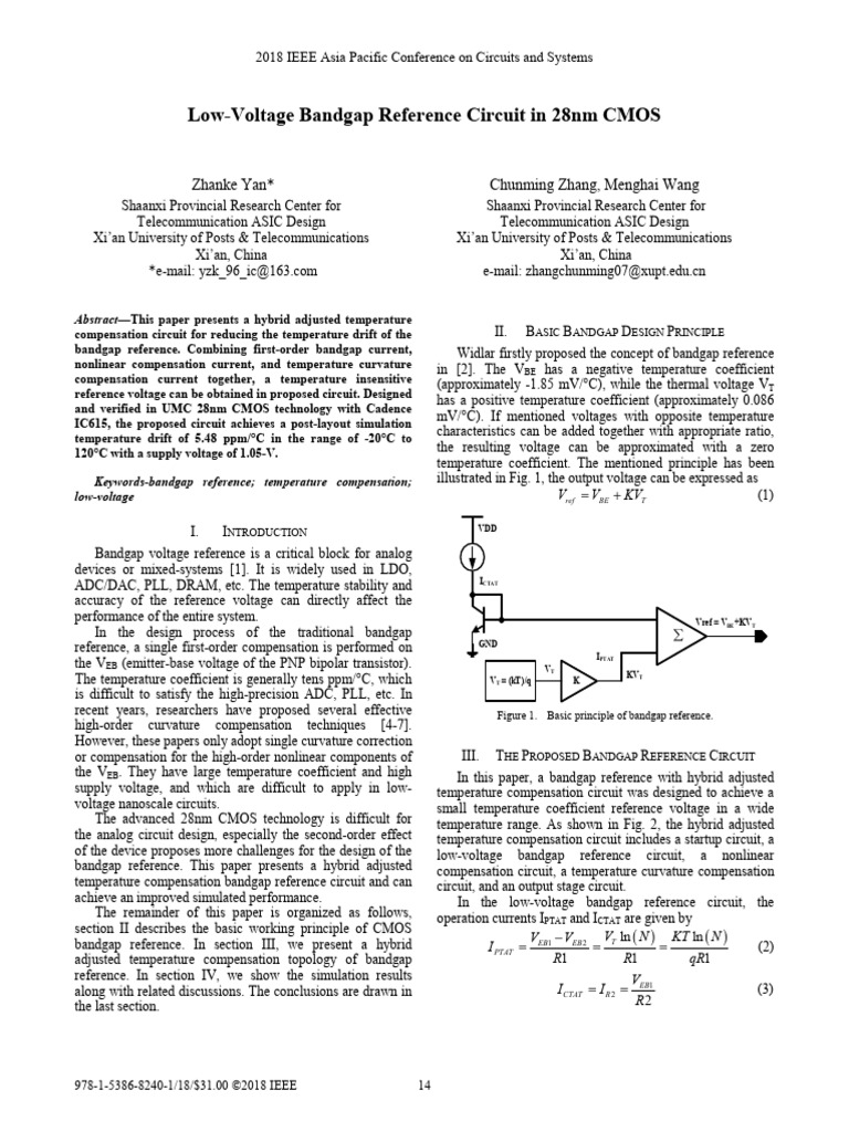 15 Low-Voltage Bandgap Reference Circuit in 28nm CMOS | PDF | Bipolar ...