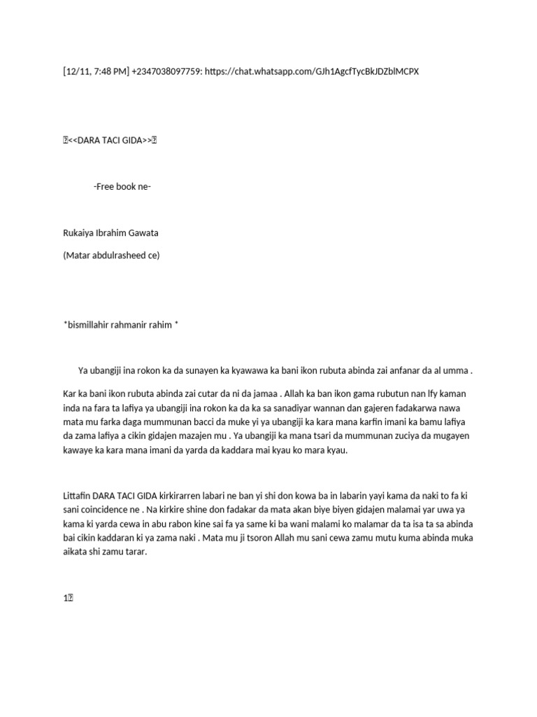 Dara Ta Ci Gida Complete | PDF