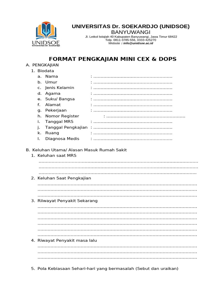 Format Pengkajian Mini Cex | PDF