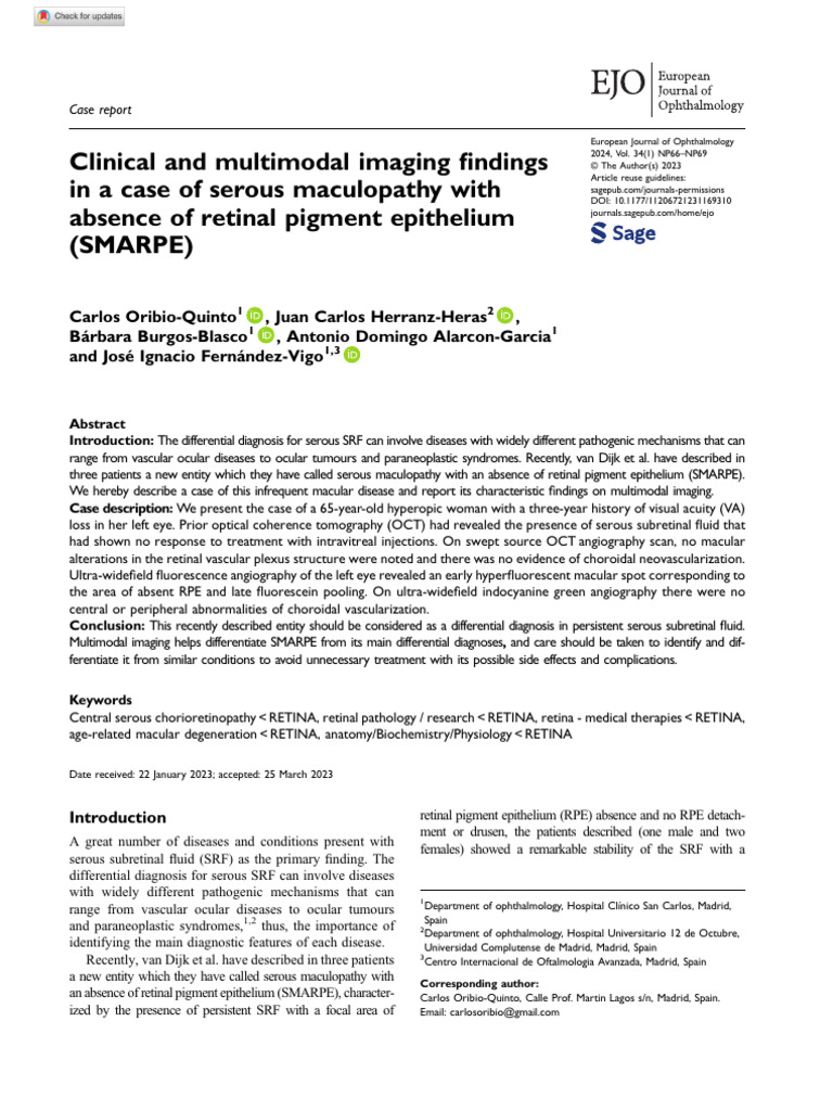 Clinical and multimodal imaging findings in a case of serous ...