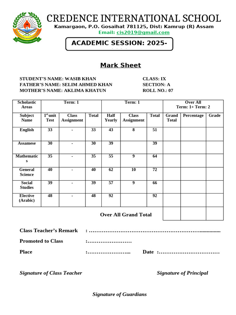 Mark Sheet | PDF
