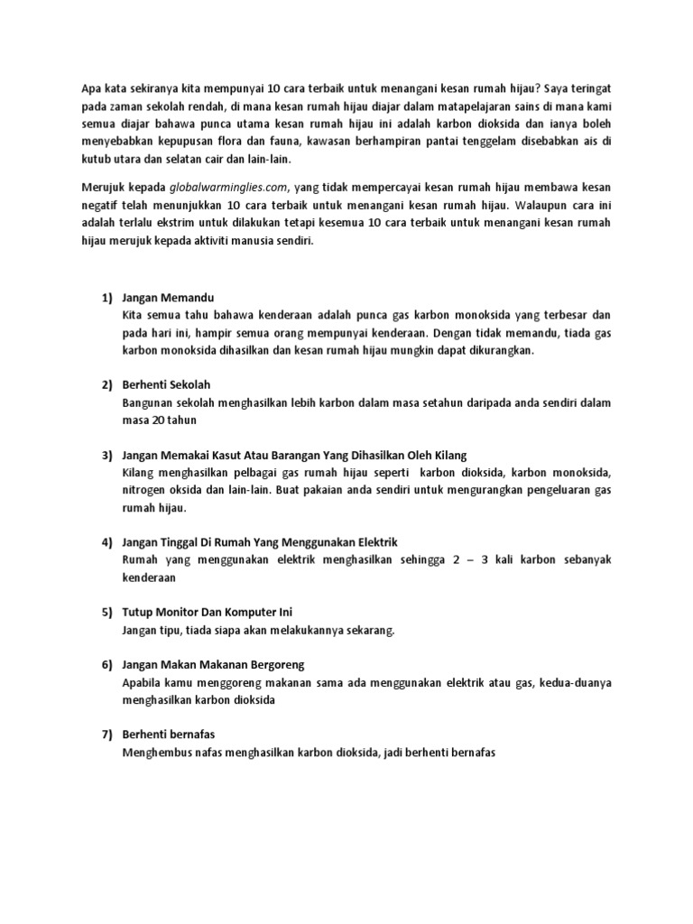 10 Cara Terbaik Untuk Menangani Kesan Rumah Hijau  PDF