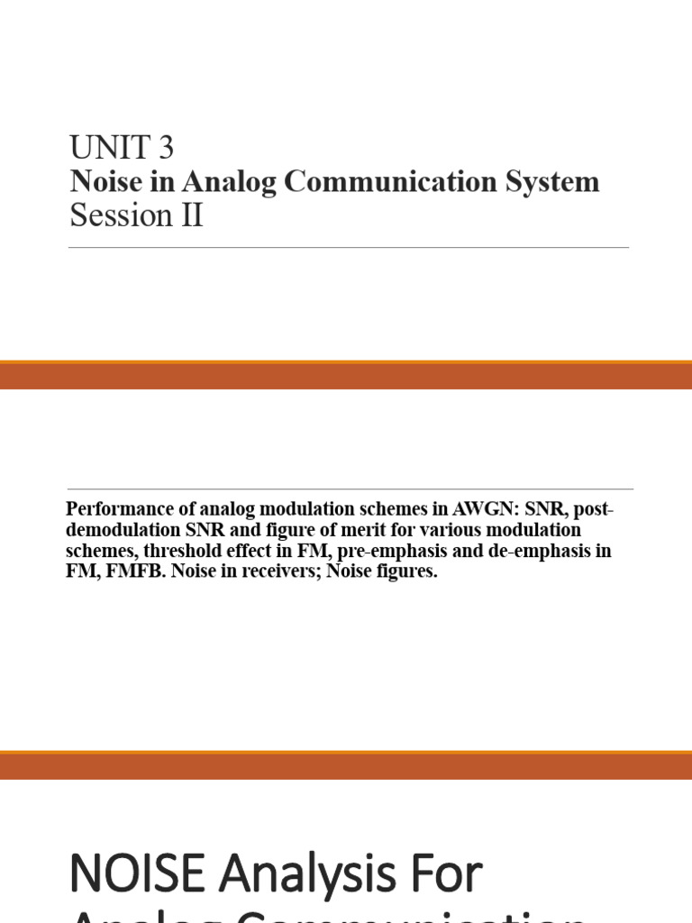 Unit 3_Session II_NOISE in Analog System | PDF | Amplifier | Sound ...