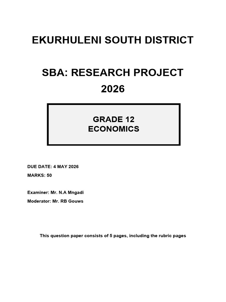 2026 Economics Grade 12 SBA - Project | PDF | Turnitin
