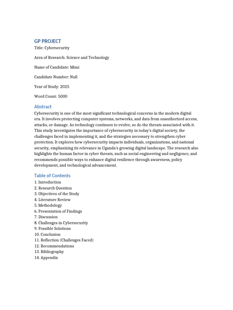 Cybersecurity GP Project Mimi | PDF | Security | Computer Security