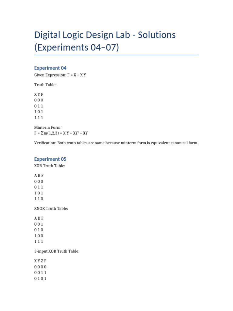 DLD Lab Solutions | PDF
