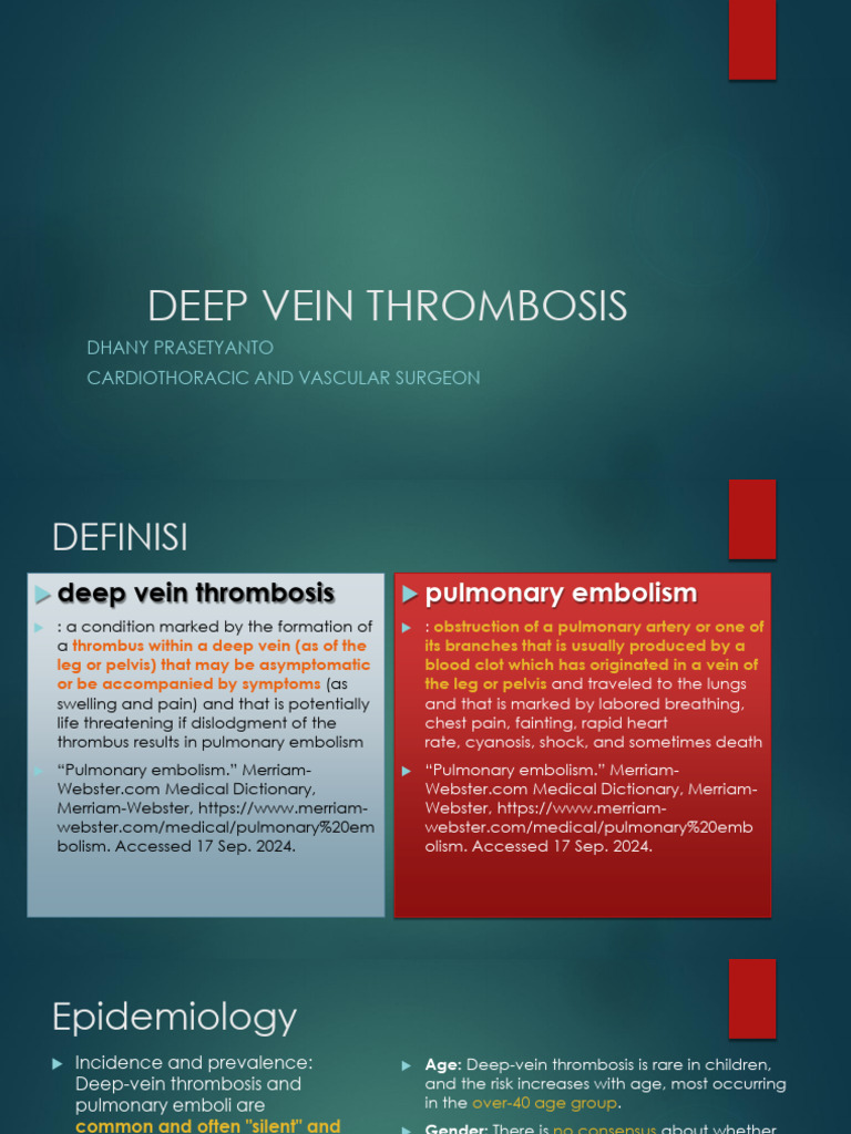 DEEP VEIN THROMBOSIS and PULMONARY | PDF | Thrombosis | Clinical Medicine