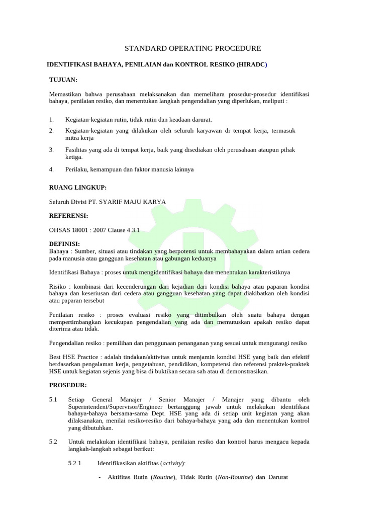 Dokumen 5.16 LIST SOP DAN STK | PDF