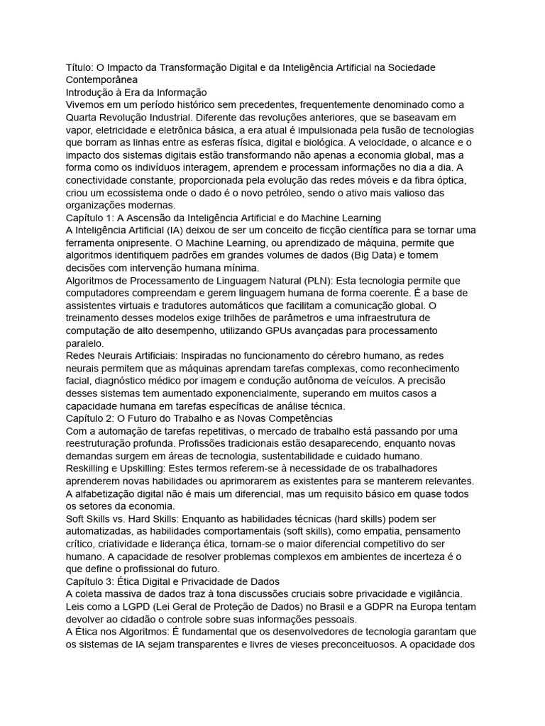 Impactos Da Tecnologia Na Sociedade Moderna.pdf | PDF | Aprendizado de ...