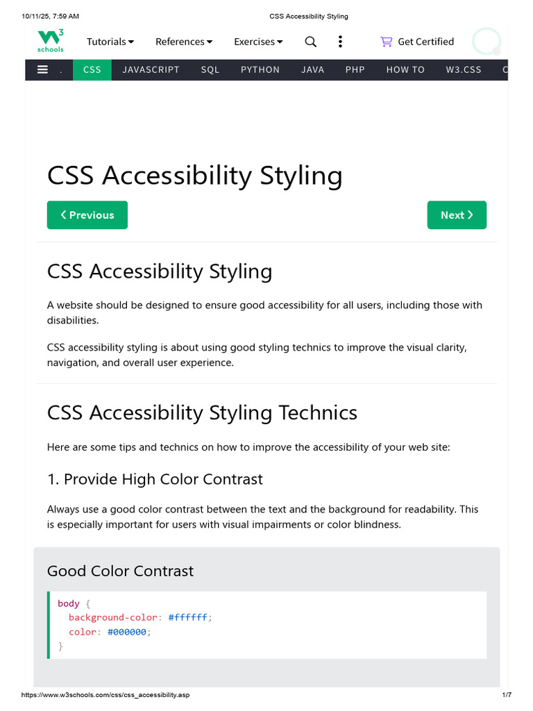 CSS Accessibility Styling | PDF | Html | Bootstrap (Front End Framework)