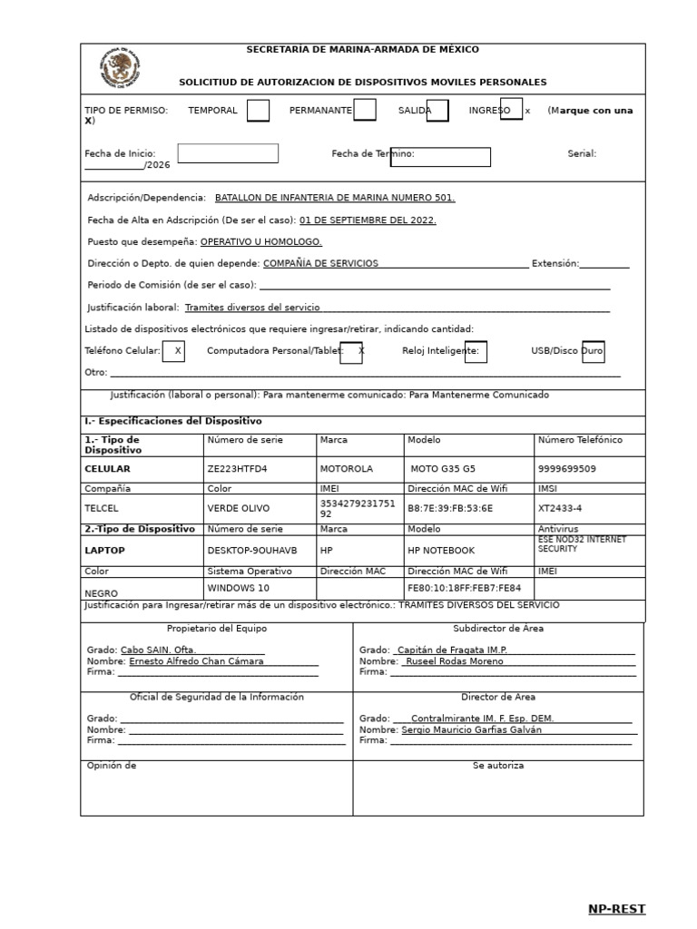 Anexo Autorizacion Dispositivos Personales | PDF | Informática ...