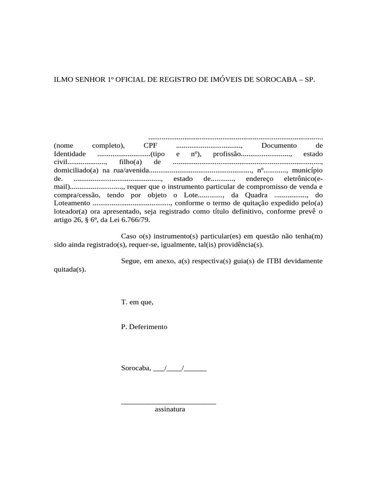 Modelo Requer Titulo Definitivo | PDF