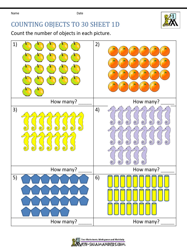 Counting Objects to 30 1d | PDF